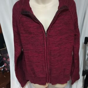 Burgundy Zip-Up Sweater